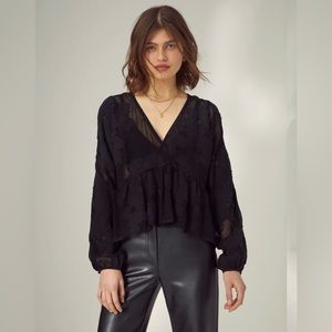 Aritiza Wilfred Light Blue Peplum Blouse